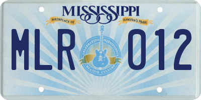 MS license plate MLR012