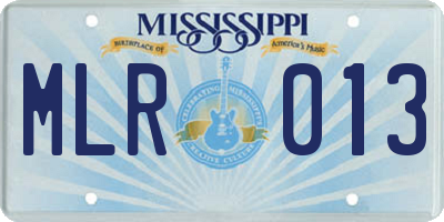 MS license plate MLR013