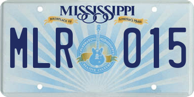 MS license plate MLR015