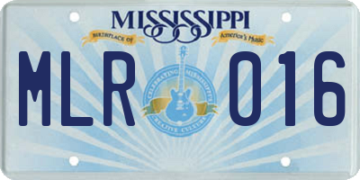 MS license plate MLR016
