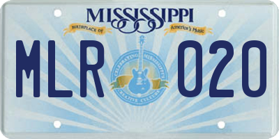 MS license plate MLR020