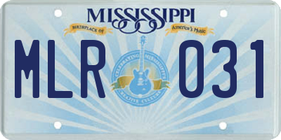 MS license plate MLR031