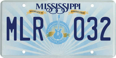 MS license plate MLR032
