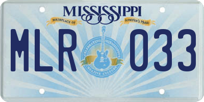 MS license plate MLR033