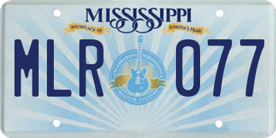 MS license plate MLR077