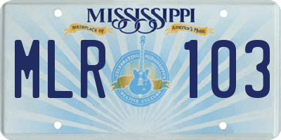 MS license plate MLR103