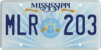 MS license plate MLR203
