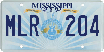 MS license plate MLR204
