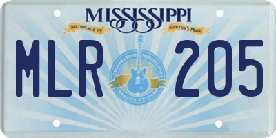 MS license plate MLR205