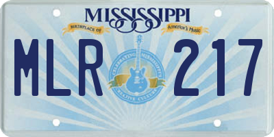 MS license plate MLR217