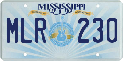 MS license plate MLR230
