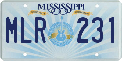 MS license plate MLR231