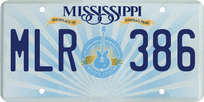 MS license plate MLR386