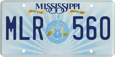 MS license plate MLR560