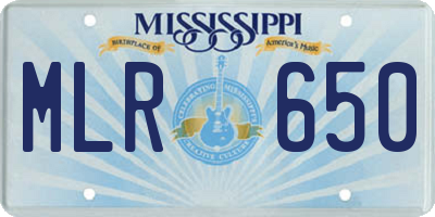 MS license plate MLR650