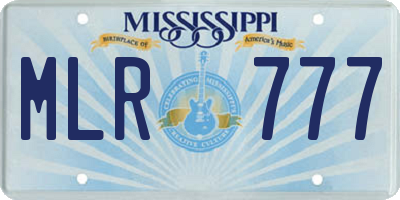 MS license plate MLR777