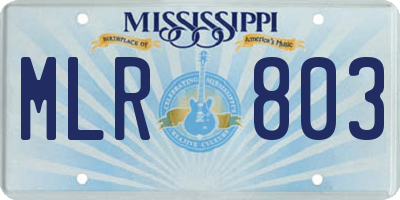 MS license plate MLR803