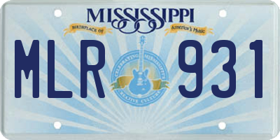 MS license plate MLR931