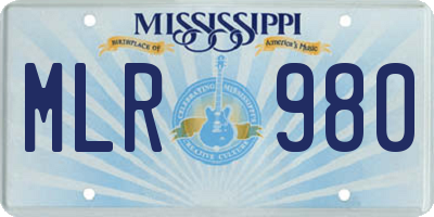 MS license plate MLR980