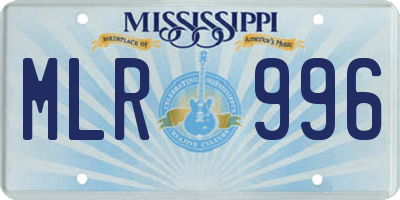 MS license plate MLR996