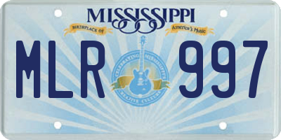 MS license plate MLR997