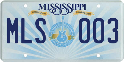 MS license plate MLS003