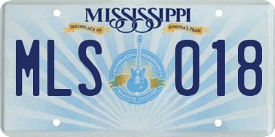 MS license plate MLS018