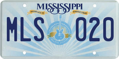MS license plate MLS020