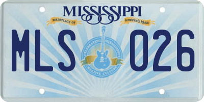 MS license plate MLS026