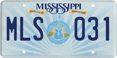 MS license plate MLS031