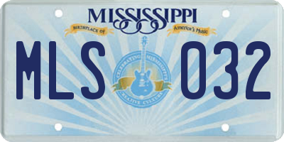 MS license plate MLS032