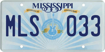 MS license plate MLS033