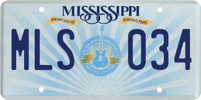 MS license plate MLS034