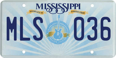 MS license plate MLS036