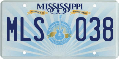 MS license plate MLS038