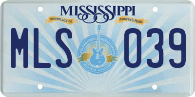 MS license plate MLS039