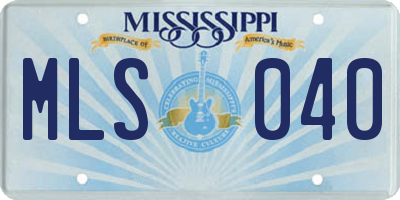 MS license plate MLS040
