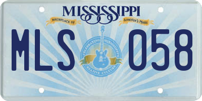 MS license plate MLS058