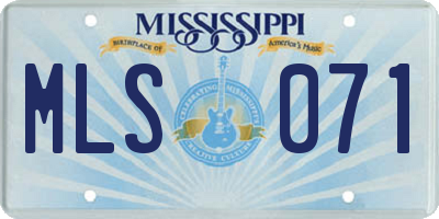 MS license plate MLS071
