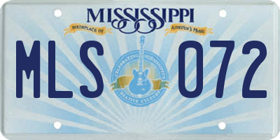 MS license plate MLS072