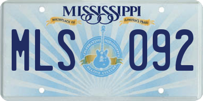MS license plate MLS092