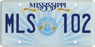 MS license plate MLS102