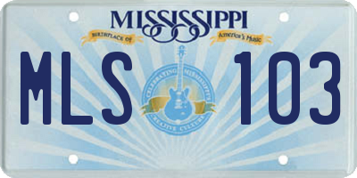 MS license plate MLS103
