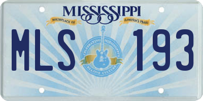 MS license plate MLS193