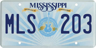 MS license plate MLS203