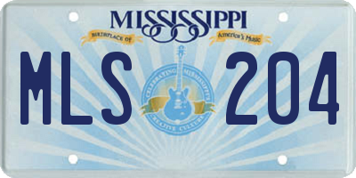 MS license plate MLS204