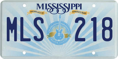 MS license plate MLS218
