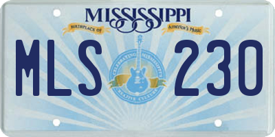 MS license plate MLS230