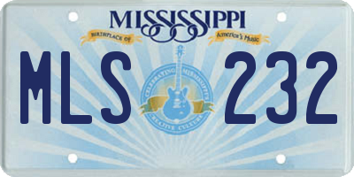 MS license plate MLS232