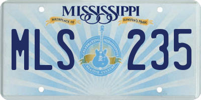 MS license plate MLS235